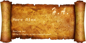 Herr Alex névjegykártya